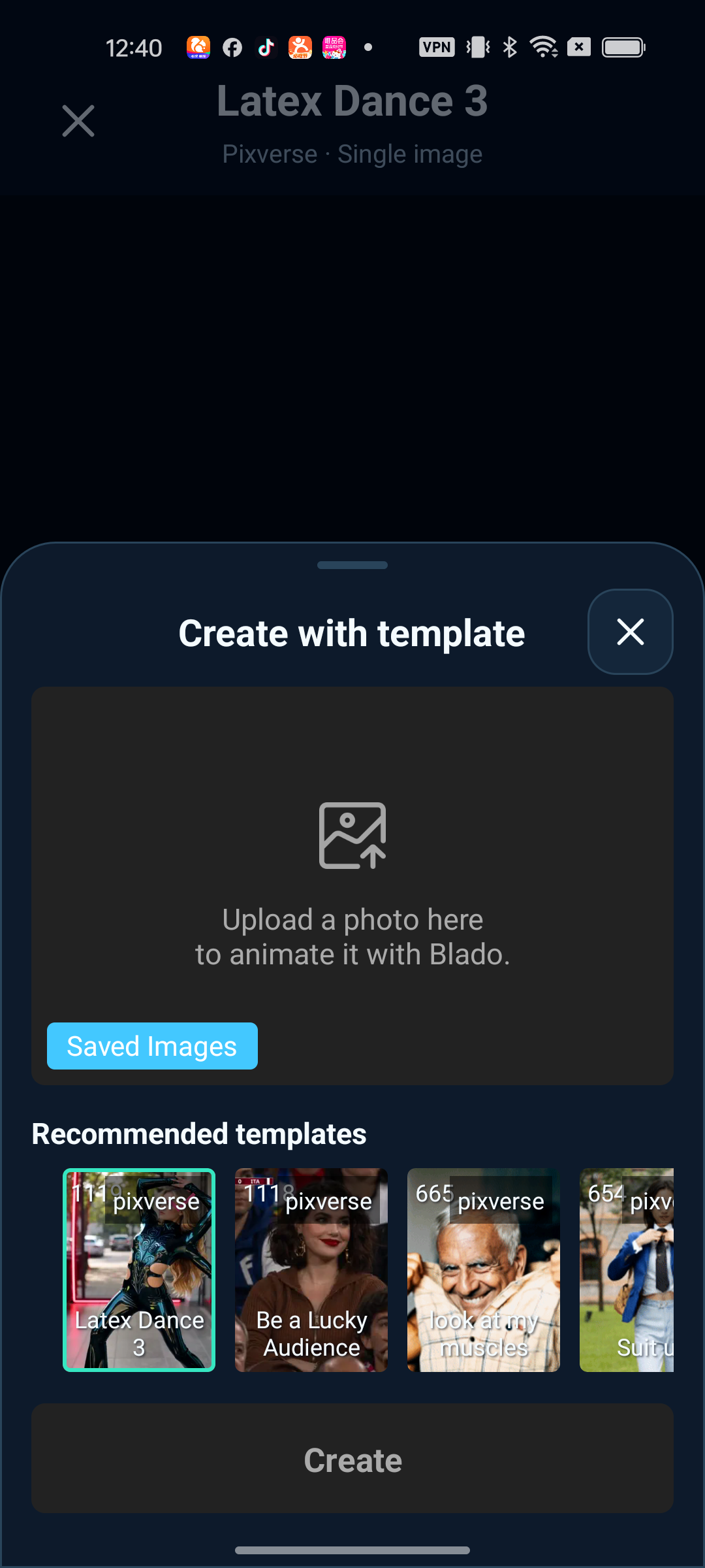 Tikiora create with template screen